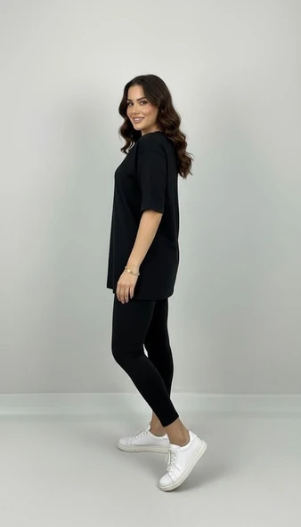 Kadın Büyük Beden Kısa Kollu Tayt Takım 8210-25 - 3