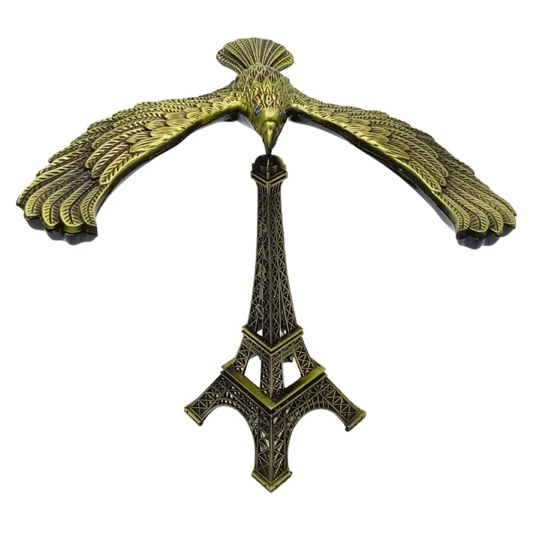 Vintage Metal Dengeli Kartal ve Eyfel Kulesi Bronz 12x10 cm - Resim 5