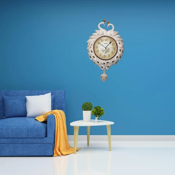 Duvar Saati Tavuskuşu Temalı Polyester Saat No.4 40 x 60 cm - Resim 3