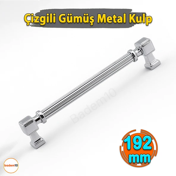 Çizgili Krom Renk 192 mm 19.2 cm Metal Kulp Mobilya Çekmece Mutfak Dolabı Dolap Kulpları Lüks Kulb - Resim 2