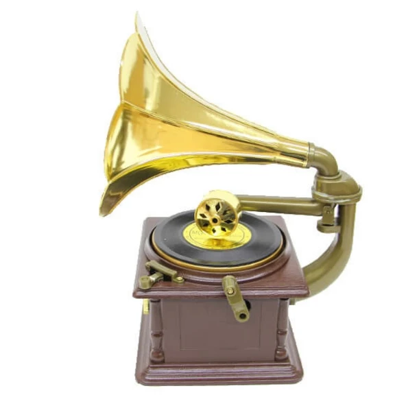 Gramofon Müzik Kutusu Kurmalı ve Çekmeceli 26cm - 5