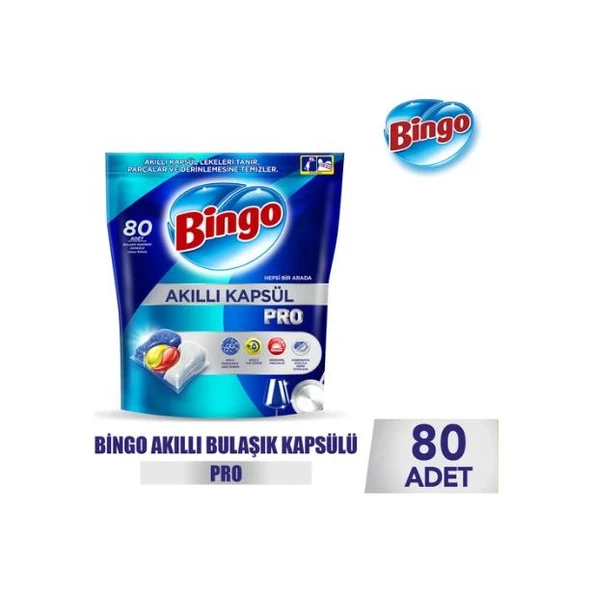 Bingo Akıllı Kapsül Pro Bulaşık Makinesi Deterjanı Tableti 80 Adet - 1