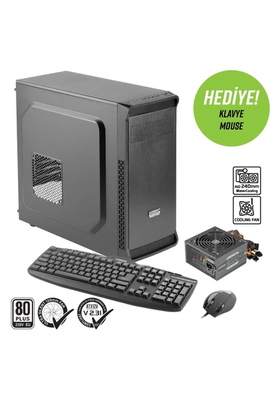 Green Oraman Plus 1X120MM 1x3.0 2x2.0 USB Bilgisayar Kasası (400W 80+ Standart Sertifikalı UPS)