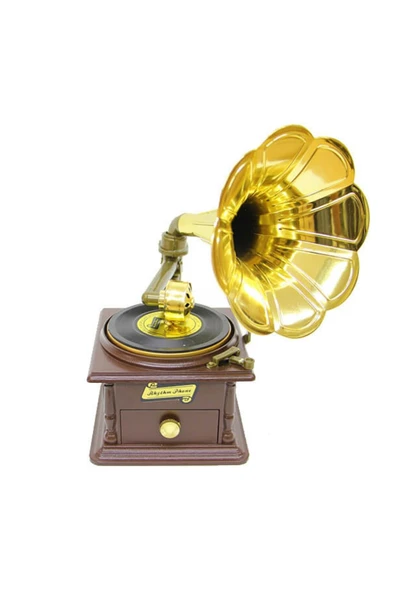 Gramofon Müzik Kutusu Kurmalı ve Çekmeceli 26cm - 8