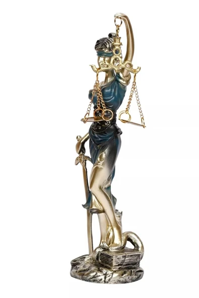 Themis Adalet Kadını Terazisi Heykeli Mavi Gold 24cm - Resim 9