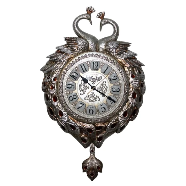 Duvar Saati Tavuskuşu Temalı Polyester Saat No.7 42 x 60 cm ürün görseli