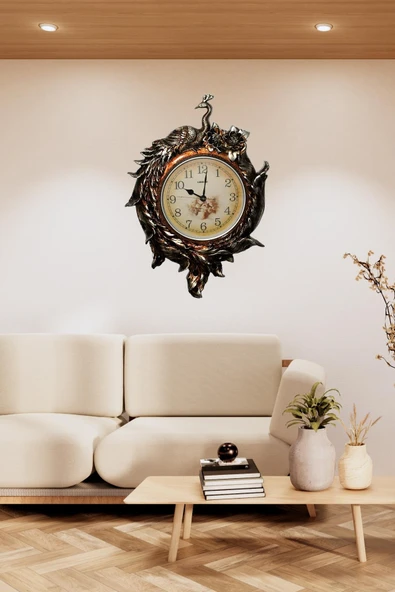 Duvar Saati Tavuskuşu Temalı Büyük Polyester Saat No.2 50 x 80 cm - Resim 5