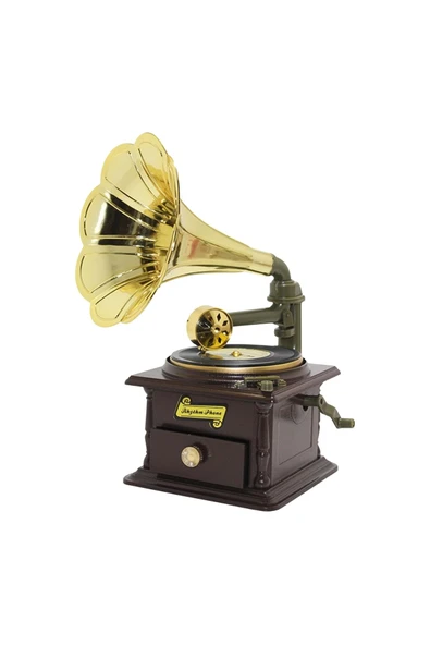 Gramofon Müzik Kutusu Kurmalı ve Çekmeceli 26cm - 6
