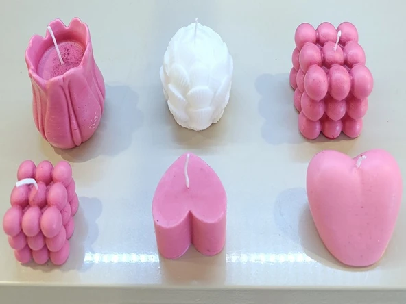 Doğal yapım kokulu 6 lı set Dekoratif  mum - Resim 3