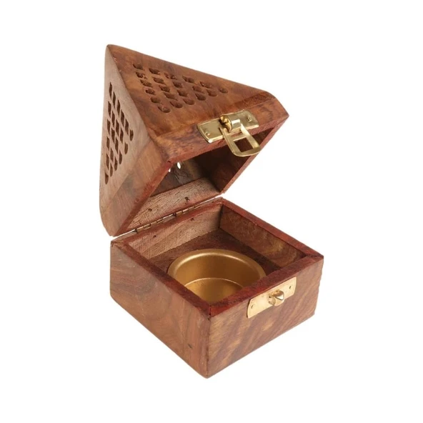 Konik Tütsü Yakma Kutusu Ahşap Piramit 13cm - Resim 3