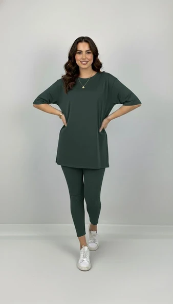 Kadın Büyük Beden Kısa Kollu Tayt Takım 8210-25