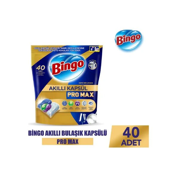 Bingo Akıllı Kapsül Pro Max Bulaşık Makinesi Deterjanı Tableti 40 Adet - 1