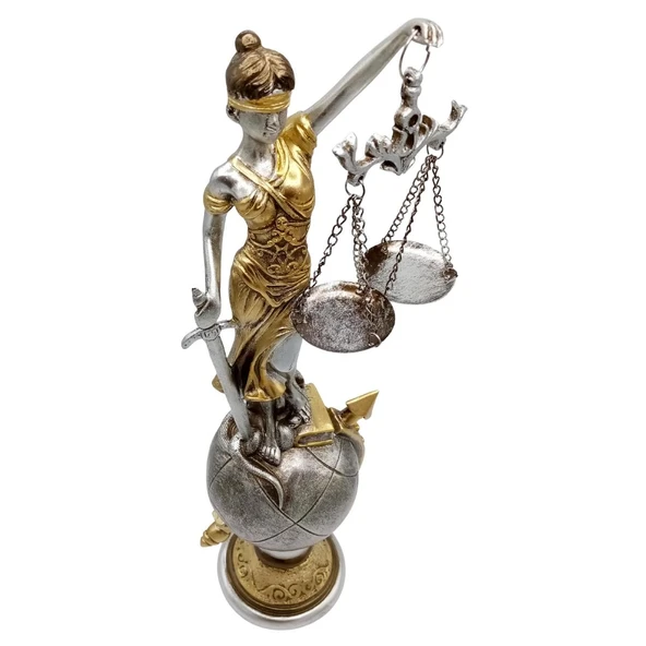 Themis Adalet Terazisi Heykeli ve Dünya Biblo Gümüş 37cm - Resim 2
