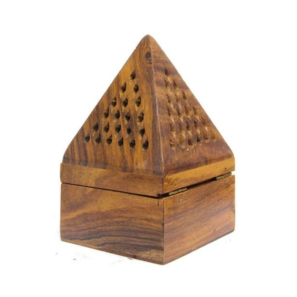 Konik Tütsü Yakma Kutusu Ahşap Piramit 13cm - Resim 4