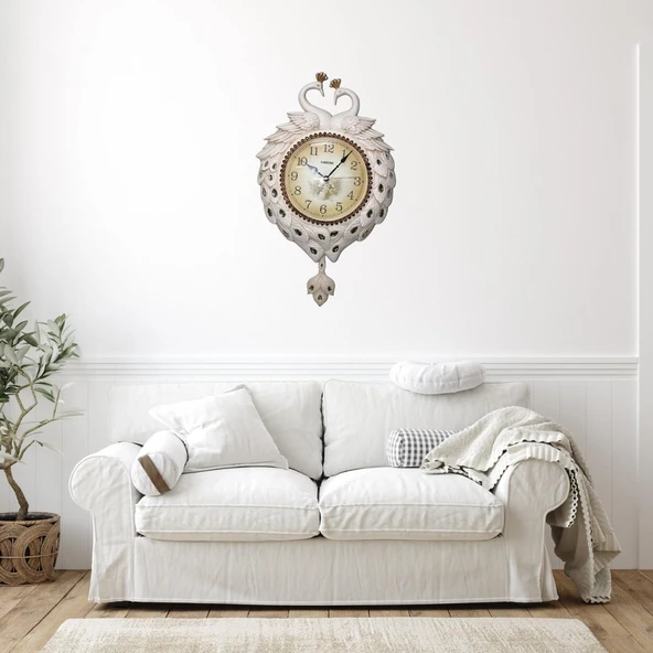 Duvar Saati Tavuskuşu Temalı Polyester Saat No.4 40 x 60 cm - Resim 2