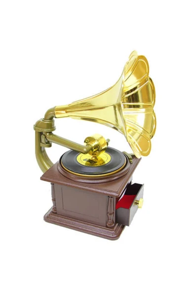 Gramofon Müzik Kutusu Kurmalı ve Çekmeceli 26cm - 7
