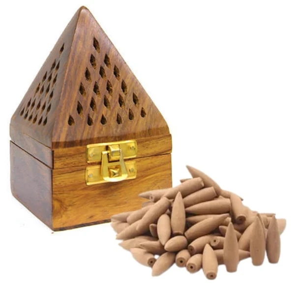 Konik Tütsü Yakma Kutusu Ahşap Piramit 13cm - Resim 2