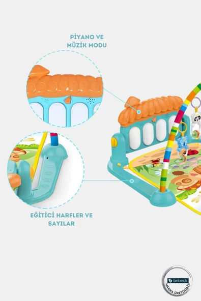 MANTAR Piyanolu Sesli Işıklı Aynalı Oyun Halısı Yeni Tasarım - 4