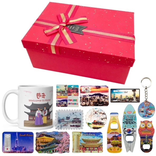 Güney Kore Hediye Kutusu 10 Parça Kupa Magnet Anahtarlık Kutu ürün görseli 1