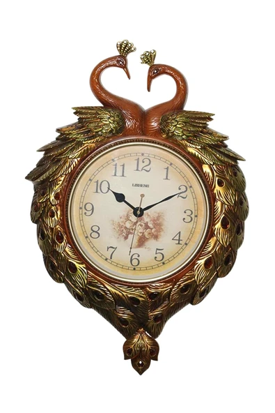 Duvar Saati Tavuskuşu Temalı Büyük Polyester Saat No.3 50 x 70 cm - Resim 4