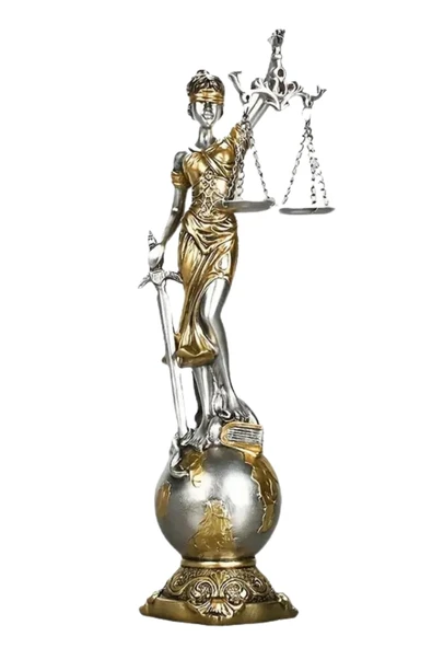 Themis Adalet Terazisi Heykeli ve Dünya Biblo Gümüş 24cm - Resim 6