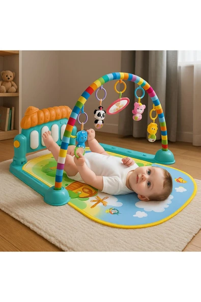 MANTAR Piyanolu Sesli Işıklı Aynalı Oyun Halısı Yeni Tasarım - 2