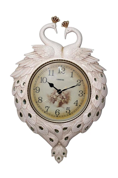 Duvar Saati Tavuskuşu Temalı Büyük Polyester Saat No.2 50 x 70 cm - Resim 4