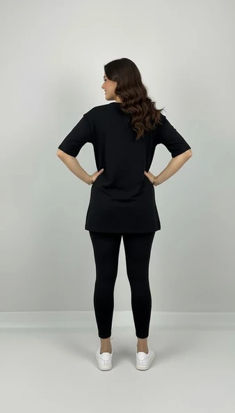 Kadın Büyük Beden Kısa Kollu Tayt Takım 8210-25 - 4