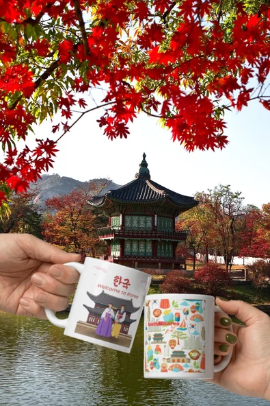 Güney Kore Kupa Bardak 2 Adet Seyahat Hatıra South Korea Mug - Resim 6