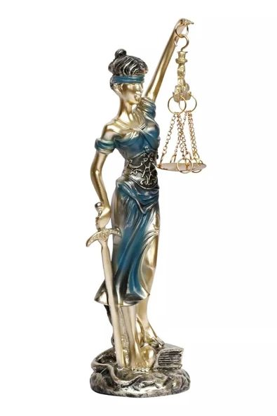 Themis Adalet Kadını Terazisi Heykeli Mavi Gold 24cm - Resim 7