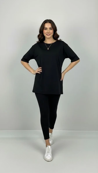 Kadın Büyük Beden Kısa Kollu Tayt Takım 8210-25 - 2