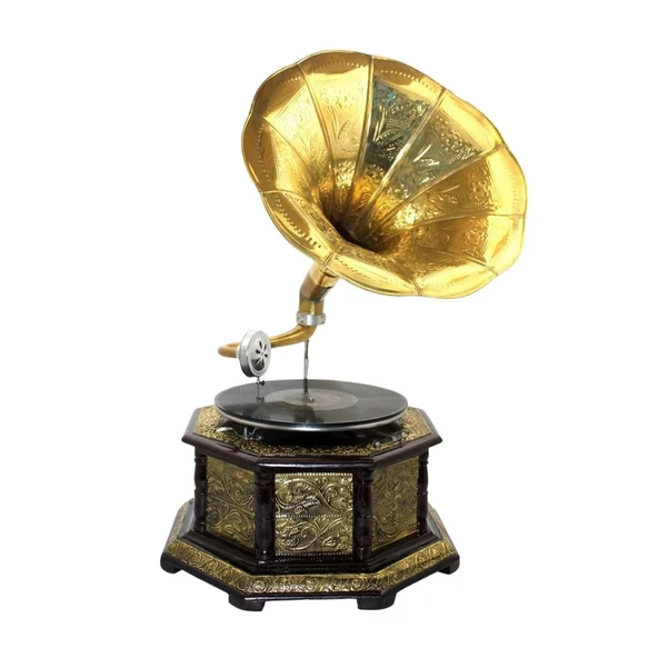 Gramofon Sekizgen Ahşap Plak Çalar No.4 37x63cm - 1