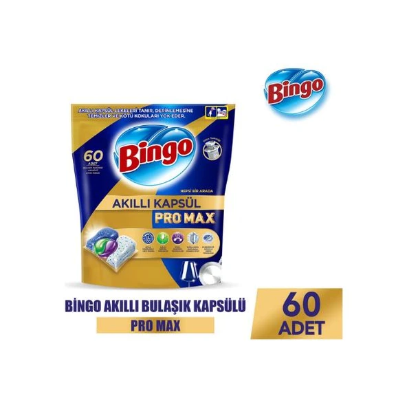 Bingo Akıllı Kapsül Pro Max Bulaşık Makinesi Deterjanı Tableti 60 Adet - 1