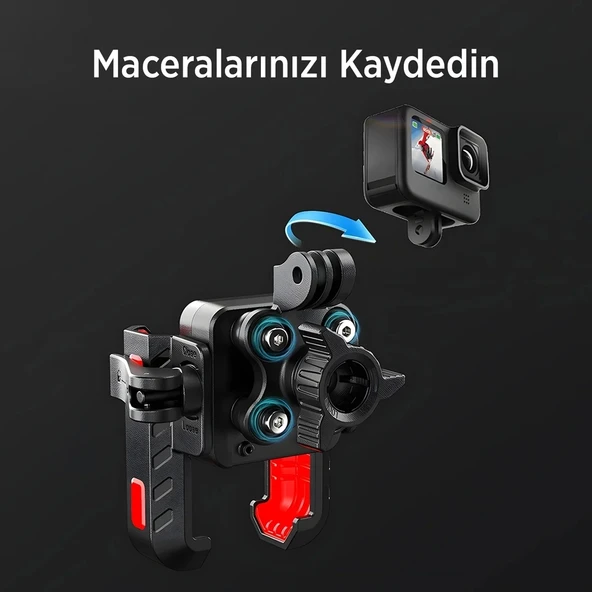 Gidon Bağlantılı 360° Derece Ayarlanabilir 3.5”-7.2” Uyumlu Motosiklet Bisiklet Telefon Tutucu - 4