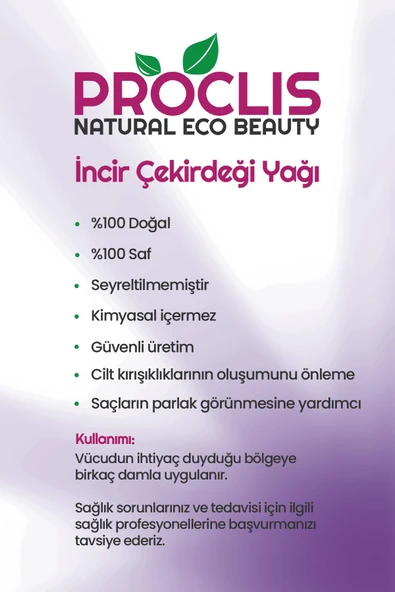 PROCLİS Soğuk Sıkım İncir Çekirdeği Yağı, %100 Doğal Sabit Yağ, Fig Seed Oil 10 ml - 4