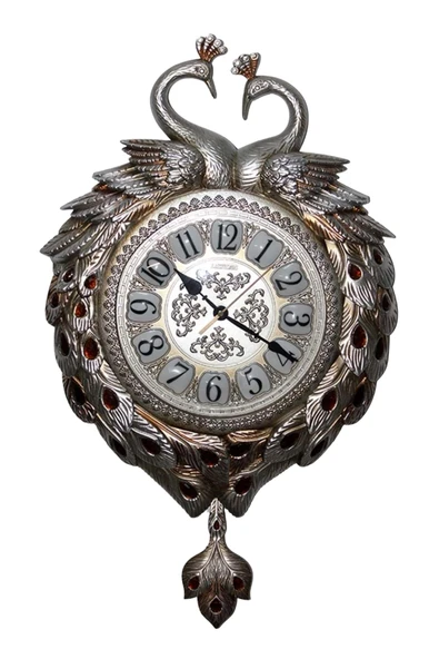 Duvar Saati Tavuskuşu Temalı Polyester Saat No.7 42 x 60 cm - Resim 4