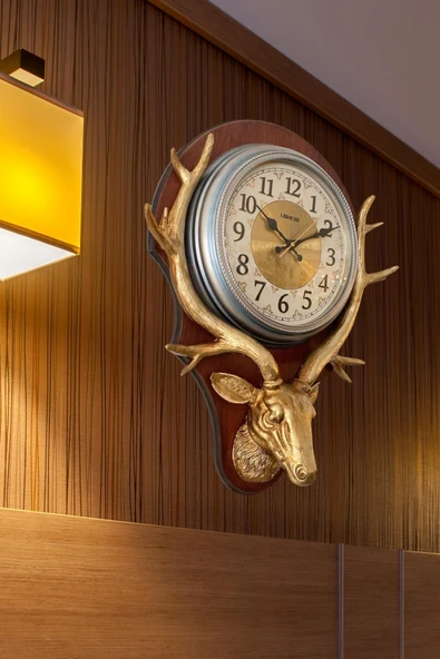 Duvar Saati Geyik Temalı Büyük Polyester Saat No.2 45 x 60 cm - Resim 8