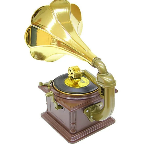 Gramofon Müzik Kutusu Kurmalı ve Çekmeceli 26cm - 4
