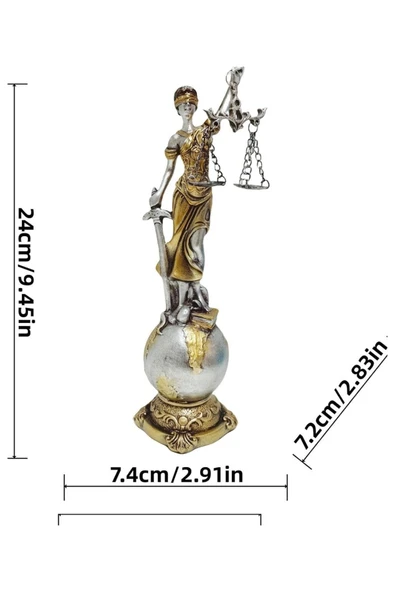 Themis Adalet Terazisi Heykeli ve Dünya Biblo Gümüş 24cm - Resim 11