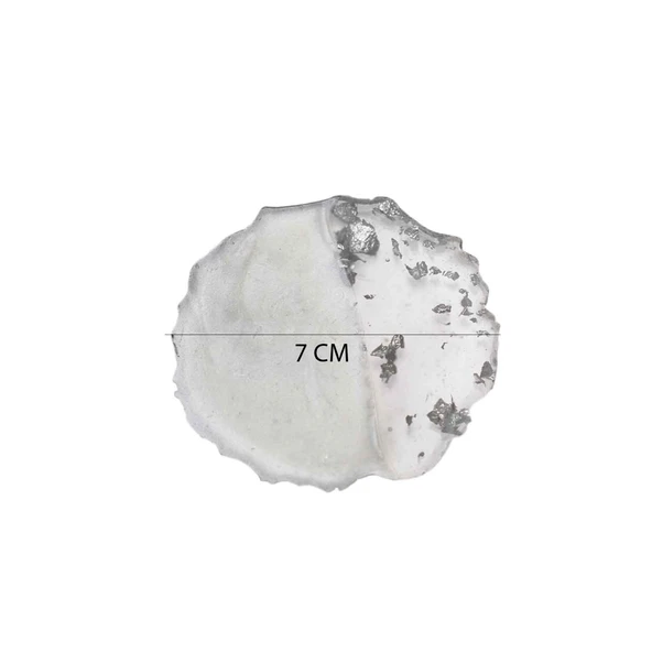 Epoksi Magnet Tırtıklı  Varaklı Yarısı Şeffaf  7 CM  (10 Adet)   Gümüş - 3