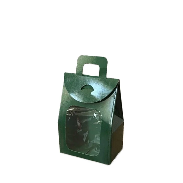 Kına Ve Çerez Çantası Pencereli Karton 7.5X11X4 (20 Adet)  Yeşil - 1
