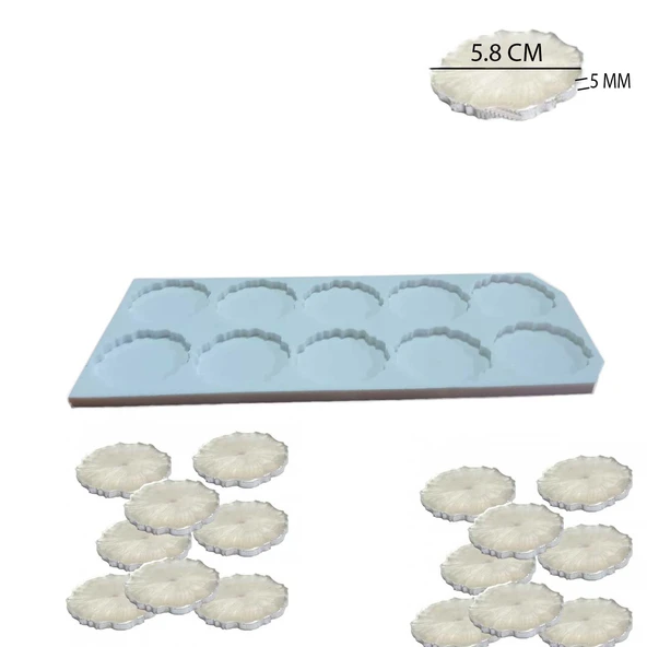 Epoksi  Silikon Kalıp Tırtıklı Kenar Magnet Kalıbı 5.8 CM 10 lu - 2