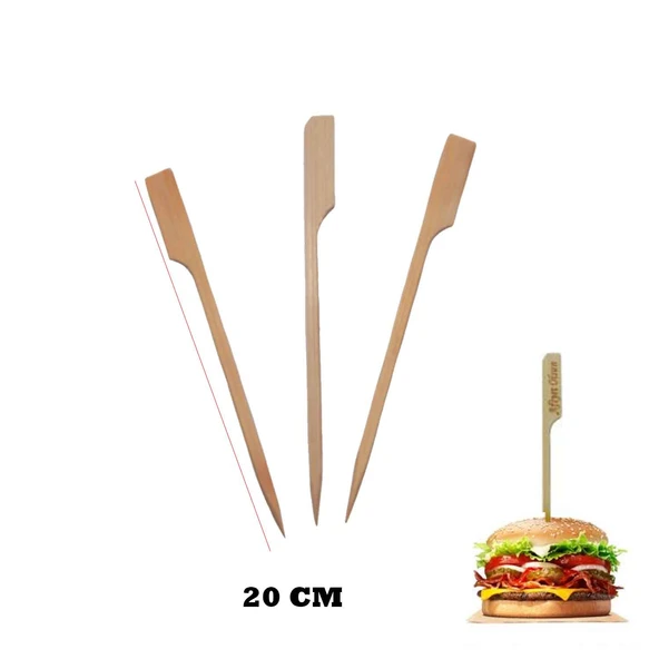 Özel Ahşap Yassı Saplı Çöp Şiş Çubuğu 20 CM (100 Adet) - 2