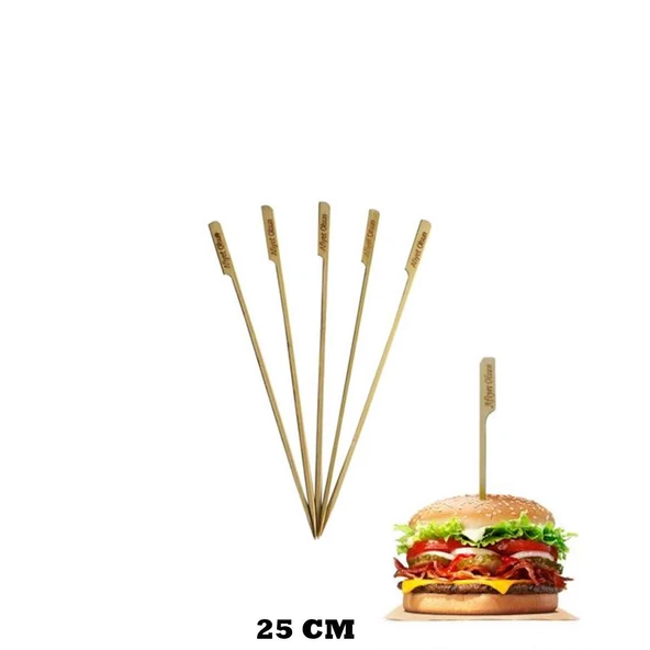Özel Ahşap Yassı Saplı Çöp Şiş Çubuğu 25 CM (100 Adet) - 2