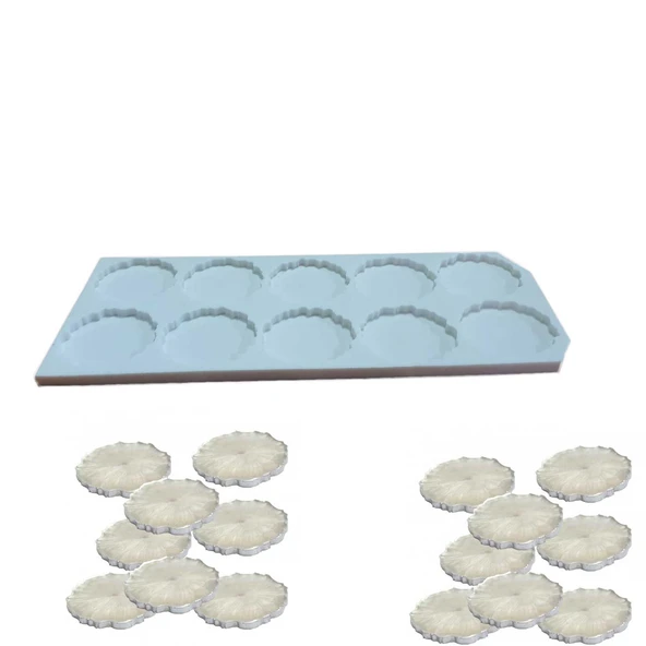 Epoksi  Silikon Kalıp Tırtıklı Kenar Magnet Kalıbı 5.8 CM 10 lu - 3