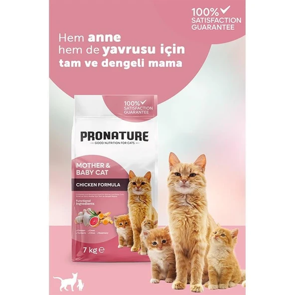 Pronature Mother&Baby Tavuk Etli Anne ve Yavru için Kuru Kedi Maması 7 Kg ürün görseli 1