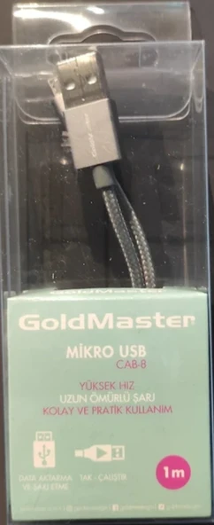 Goldmaster Mobile Micro USB Cab-8 Yüksek Hızlı Uzun Ömürlü Şarj Kablosu ürün görseli 1