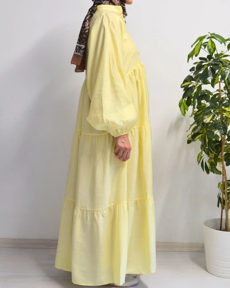 Kadın Modal Tesettür Elbise –Kahverengi– Rahat Kalıp – 135 cm Boy – 1-2 Beden - 5