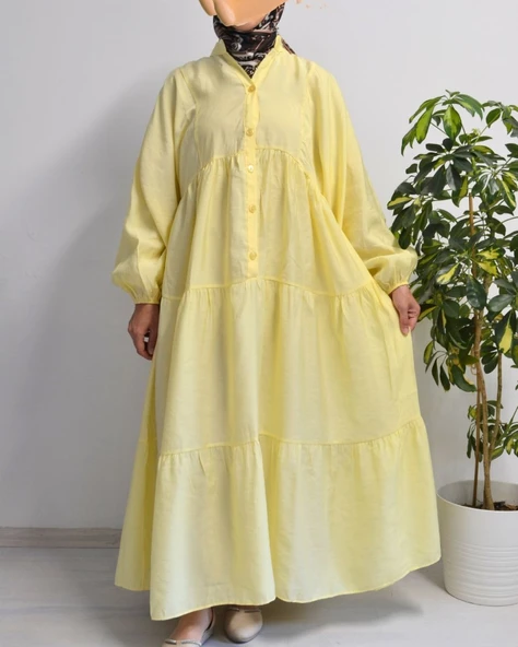 Kadın Modal Tesettür Elbise –Kahverengi– Rahat Kalıp – 135 cm Boy – 1-2 Beden - 6