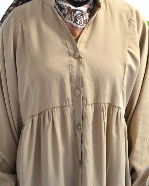 Kadın Modal Tesettür Elbise –Kahverengi– Rahat Kalıp – 135 cm Boy – 1-2 Beden - 8